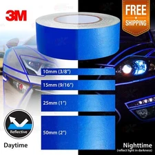 3/8" 9/16" 1" 2" Waterproof REFLECTIVE Self-Adhesive 3M Vinyl Tape Stickers BLUE