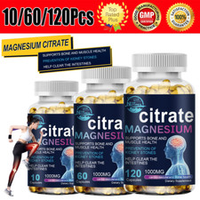 Magnesium Citrate 1000mg Strong Effective Vegan Capsules Bones Health Support