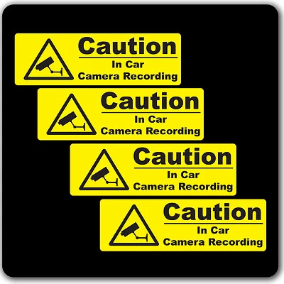 ESK VINYL CCTV Yellow Warning Sticker Signs - In Car Camera Recording Taxi Home Window
