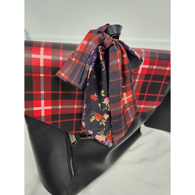 Steve Madden Large Faux Leather Black/Red Black Plaid Back 