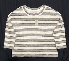 Ann Taylor LOFT Petites XSP Gray Tweed Stripe Sweatshirt Pullover Top NWT