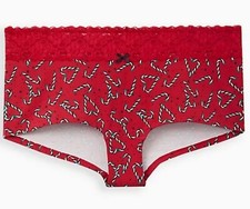 NWT Torrid Plus Size 3X 22/24 Christmas COTTON MID-RISE BOYSHORT LACE TRIM PANTY