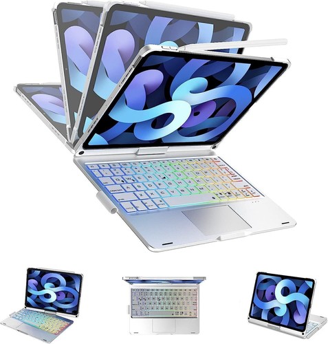 For iPad 7/8/9/10/11th Gen Air Pro 11" Touchpad Keyboard Case with 360° Rotation - Picture 33 of 39