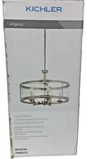 kichler angelica polished nickel clear glass drum pendant light