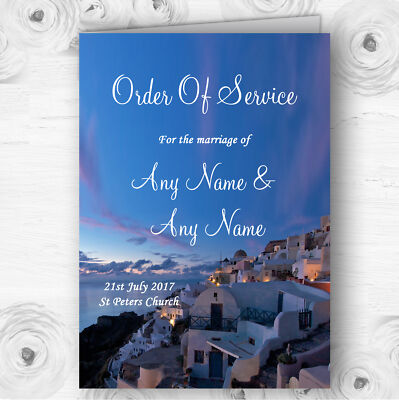 Santorini Griechenland Jetting Off Married Abroad Wedding Cover Order Of Service