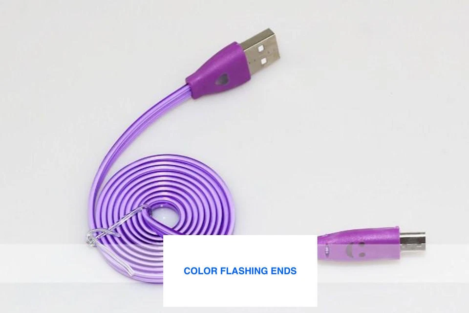 Cargador de cable de sincronización de datos LUZ LED CARA SONRIENTE PARA MICRO USB V8 HTC LG samsung Foto 4 de 4