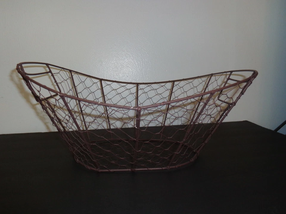 CESTA ORGANIZADORA DE FRUTAS BRONCE ALAMBRE POLLO RÚSTICO 2 ASAS CASA DE CAMPO BRONCE Foto 3 de 4