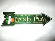 Unique IRISH PUB 'Drink More Beer' Metal Arrow Sign 1b - NEW 