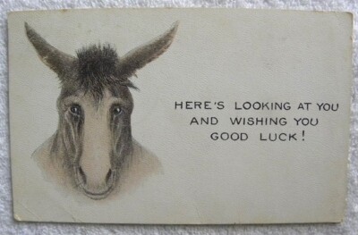 1918 Here's Looking at You-Good Luck Donkey Series, Gilman IA, Laurel, Iowa pc