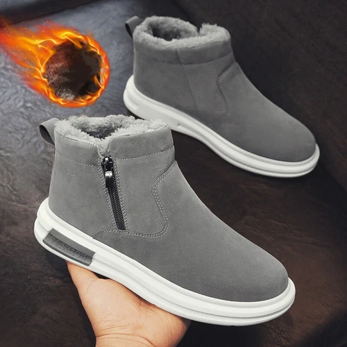 Herren Fell Innen Warm Outdoor Wandern Sport Heiß Winter Schnee Stiefeletten Schuhe - Bild 9 von 12