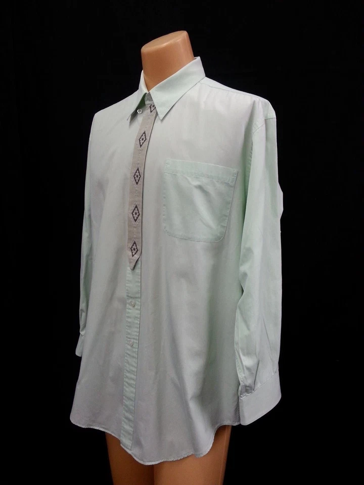 Camisa Náutica Hombre Años 80 90 De Colección Lg Slv Pastel Verde Lima Apliques 17-32-33 o 2X? Foto 3 de 4