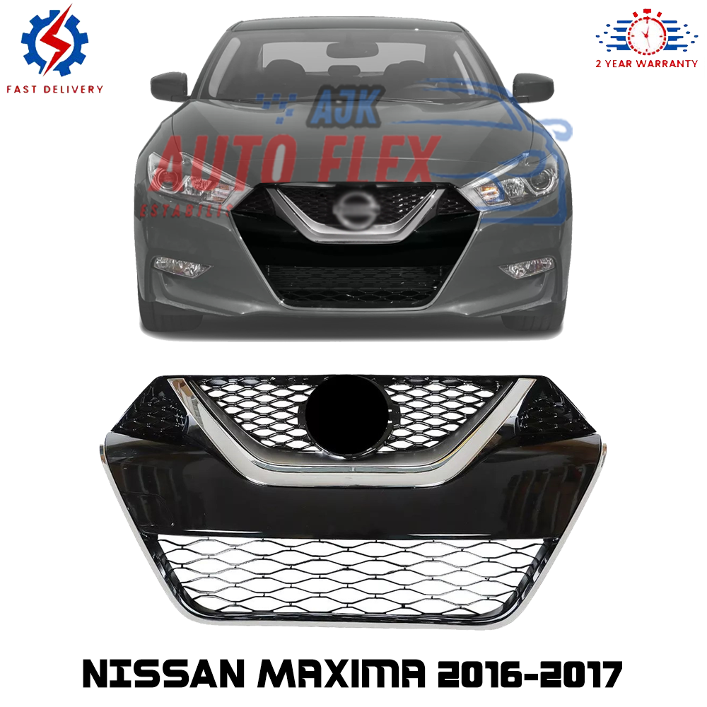 Front Bumper Grille For NISSAN Maxima 2016-2017 Chrome Black Grill Kit