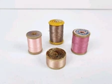 Vintage Silk Thread Wooden Wood Spools Lot Of 4, Belding Corticelli, Monarch