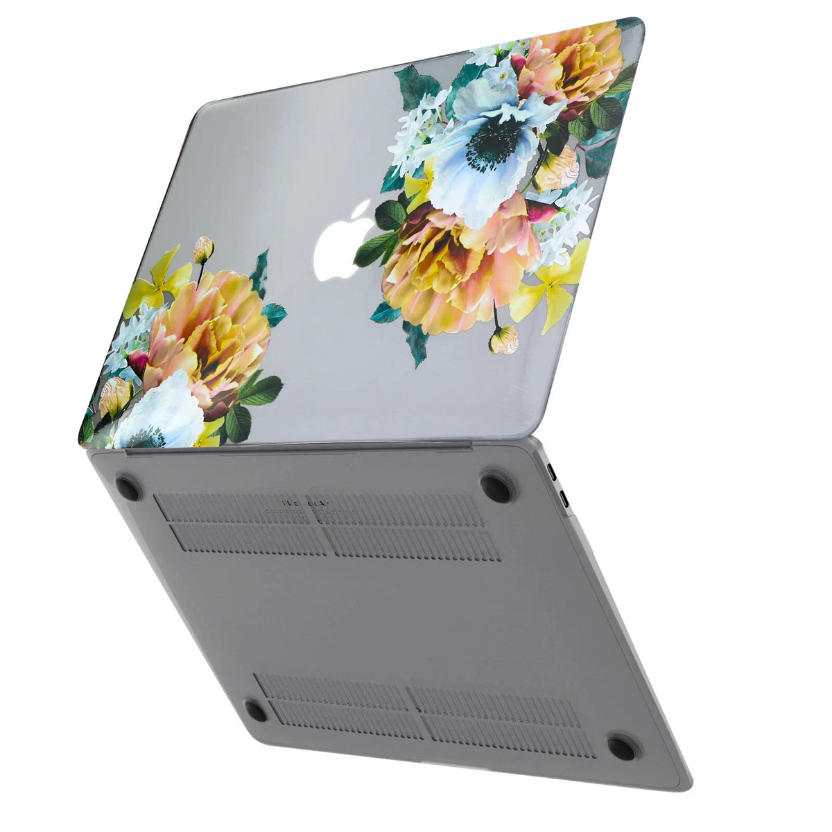 Case Protection Tough / Rigid Design Flowers Black P.Macbook Air 