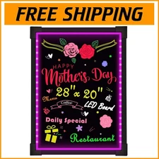 Versatile Erasable Neon LED Board 28"x20" - Ideal for Home, Office & Events