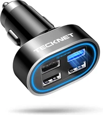 TECKNET USB Car Charger, 54W 4-Port Charger Multi Port Adapter, Black