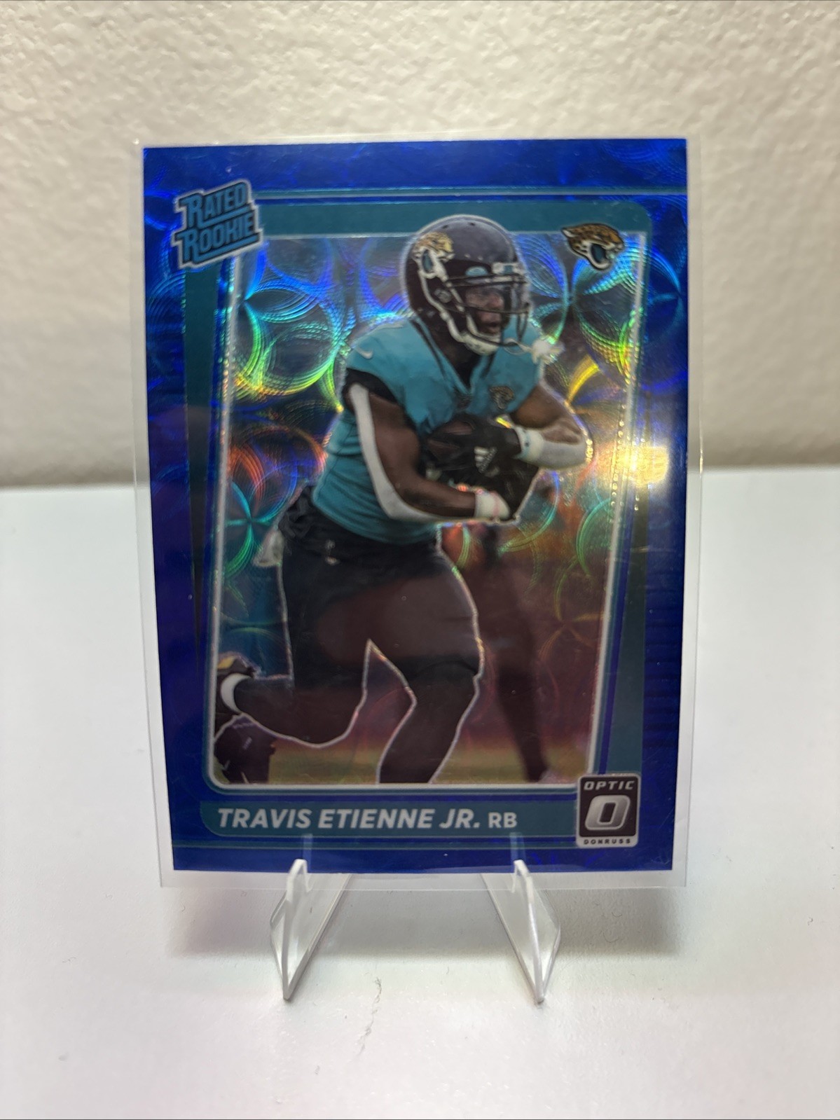 2021 Donruss Optic Travis Etienne Jr. Blue Scope Rated Rookie #214 Jaguars