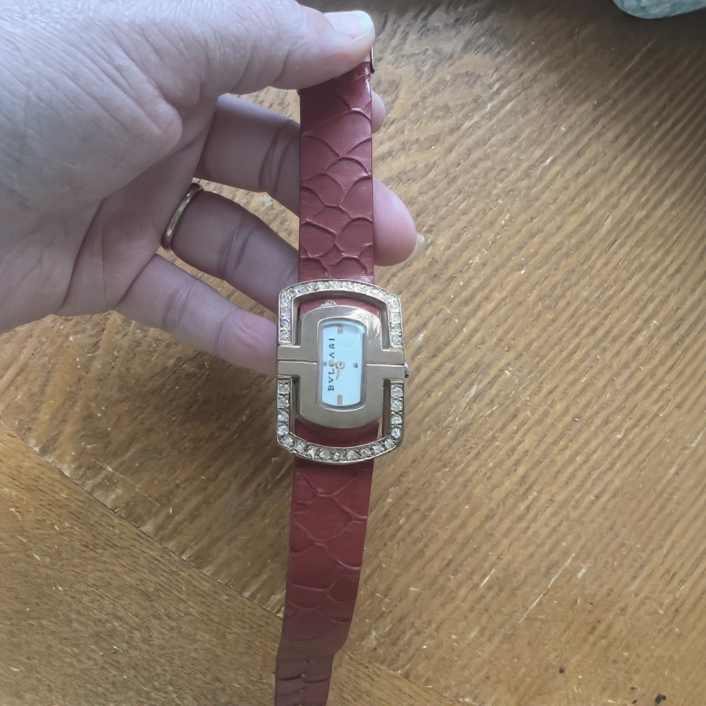 Bvlgari Quartz Rectangular Gold Case Diamond Beze… - image 7