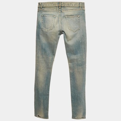 Saint Laurent Paris Faded Blue Distressed Denim Skinny Jeans M