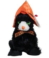 Ty Halloweenie Beanies - Screams the Cat Witch, MWMT Stuffed Animal Toy