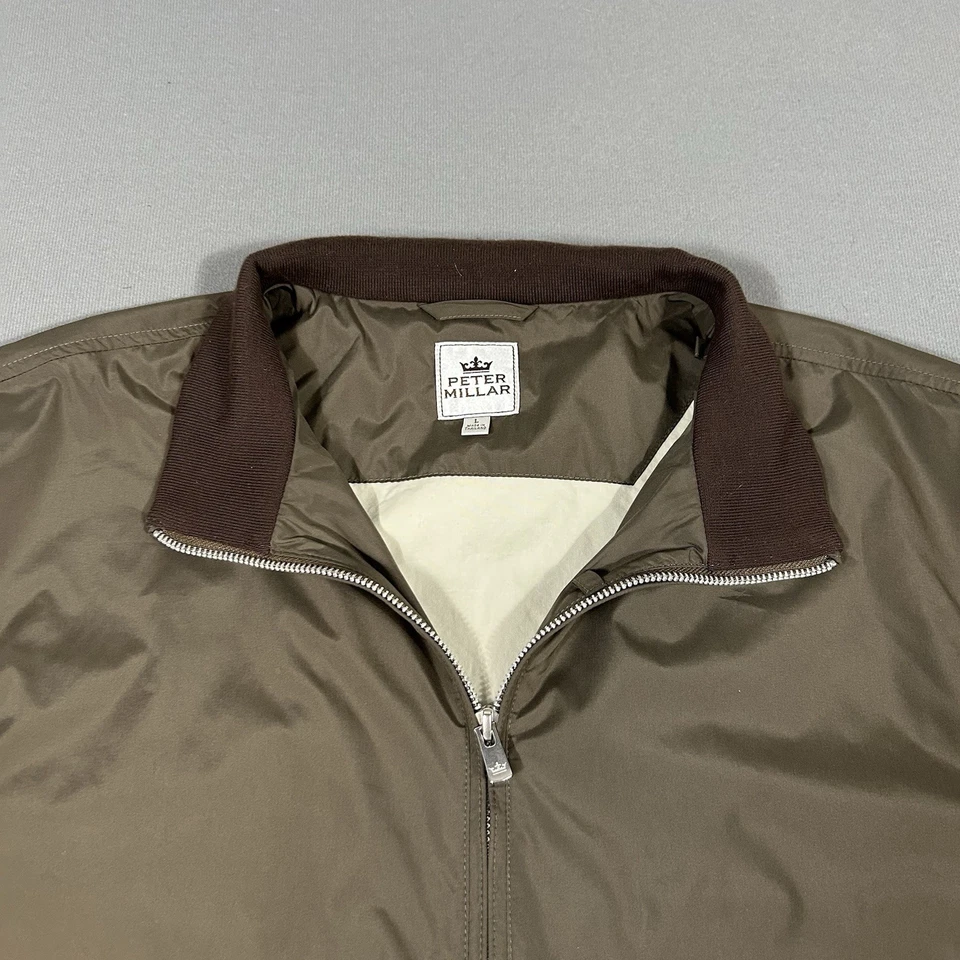 Peter Millar Jacket Mens Large Brown Full Zip Bomber Golf Windbreaker - Image 3 of 4