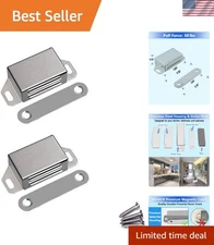 Heavy-Duty 30lb Magnetic Cabinet Door Catch - Durable Stainless Steel, 2-Pack