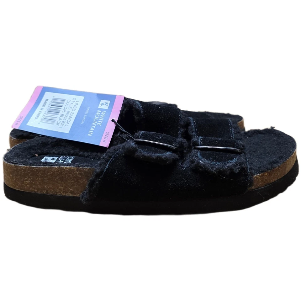 Sandalias blancas forradas de montaña para mujer talla 6 negras con hebilla de gamuza deslizables nuevas con etiquetas Foto 3 de 4
