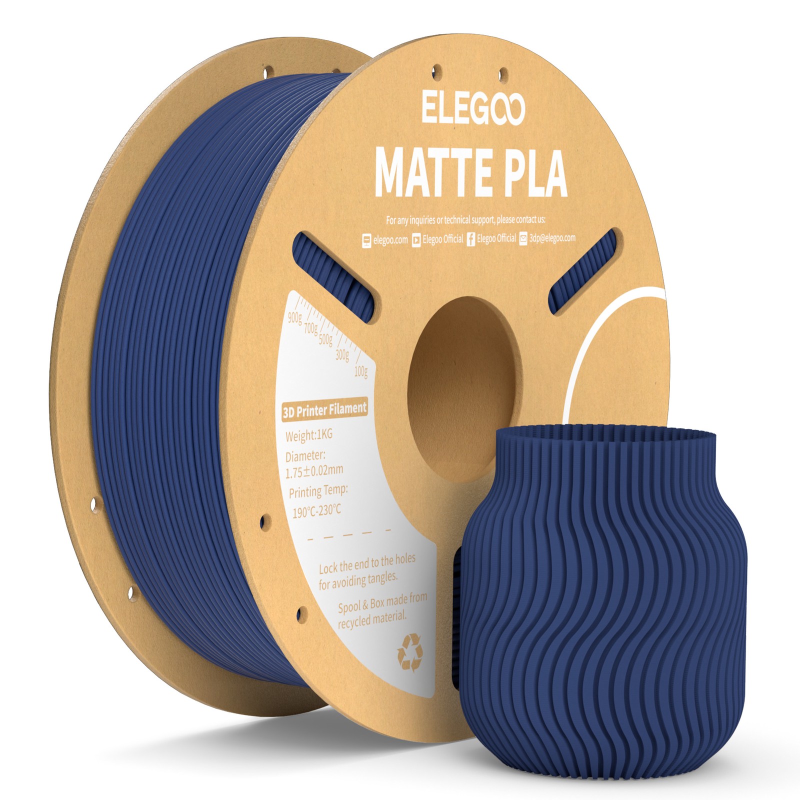 ELEGOO Matte PLA Filament 1,75mm,Feine Oberfläche, Keine Schichtlinien, 1-10KG