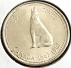 1967 Canada Half Dollar 50 Cents Centennial .800 Silver Seated Wolf Reverse KM69