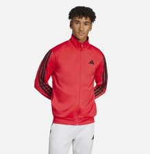 adidas Men's 3-Stripes Tricot Track Suit, Pure Ruby Size MED TALL