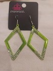 Lime Green Iridescent Paparazzi Earrings — photo 1