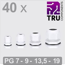 TRU COMPONENTS TC-13448628 White Polyamide Threaded Cable Gland 40pcs