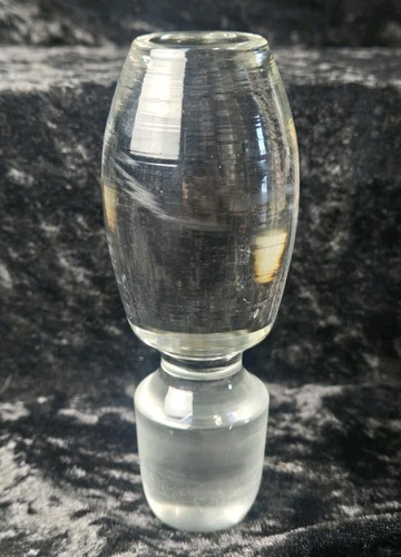 Clear, all Glass smooth Barrel-shaped wine carafe stopper 4.75" tall - 第 2/7 張圖片