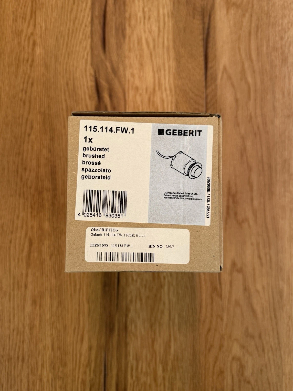 Geberit Pneumatic Single Flush Button Brushed Chrome 115.114.FW.1 - Brand New 2