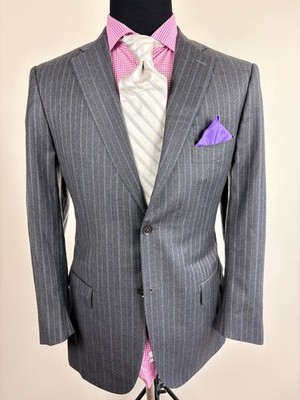 ISAIA Super 130's Gray Pinstriped Suit 42 R e52