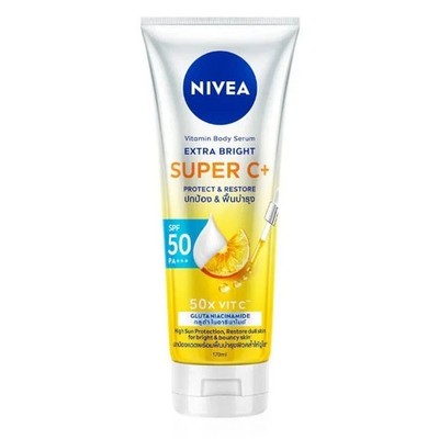 Nivea Extra Bright Super C Body Serum LSF50 PA+++ 170g Gluta Niacinamid Protect