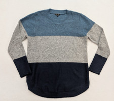 Lety Me Women's Sweater Size XL Blue Gray Striped Tunic Pullover