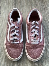 Vans Girls Youth Old Skool Glitter Pink Rose Shoes Low Top Sneakers Size 3.5