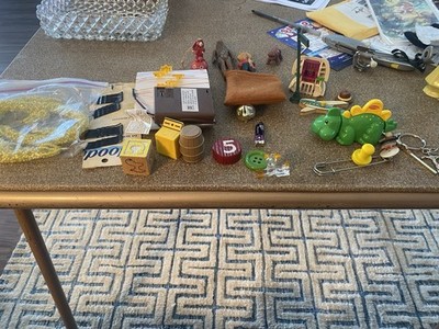 A Bag Of Miscellaneous Items  Jewelry, Bobby Pins,twinkle Lights,play school Don