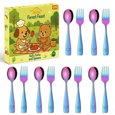Rainbow Toddler Eating Utensils ,Of 12 Food Grade Stainless Steel Silverware ...