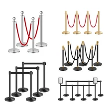 4-8 Pcs Gold Stanchion Post 2/3/4/6 Ropes/Belts Sand Injection Hollow Base
