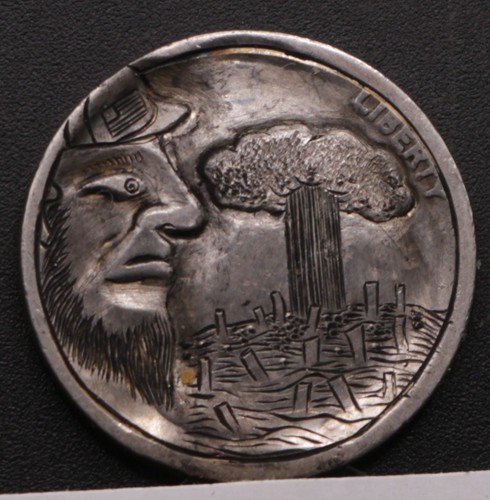 Witness to the End - The Last Man's Regret - Hand Carved Apocalypse Hobo Nickel