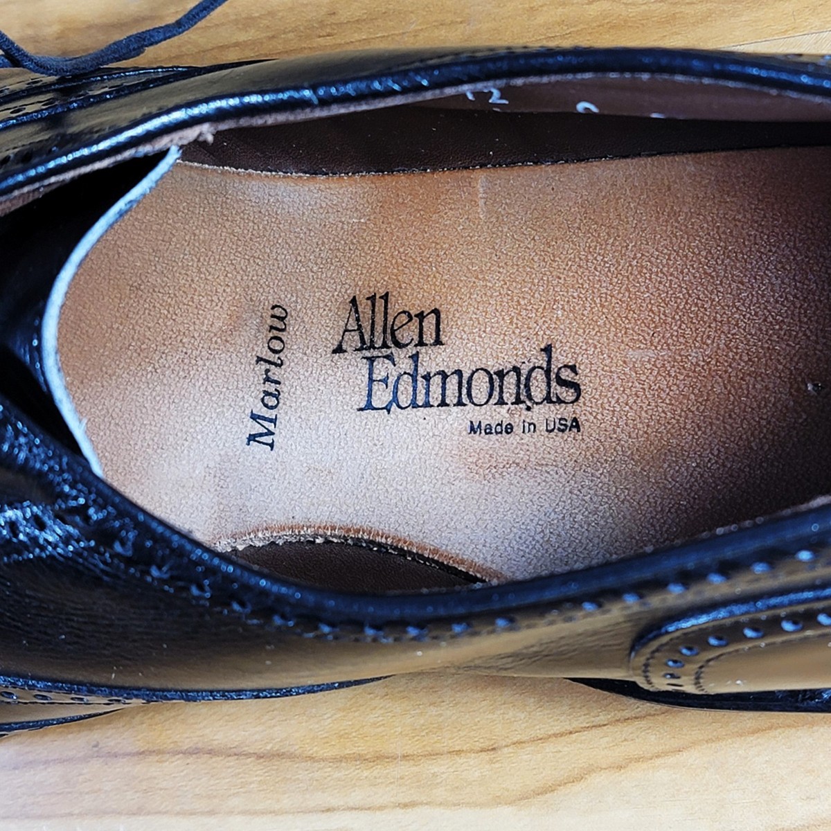 Allen Edmonds Marlow Black Wingtip Oxford Dress Shoes Men\'s Size 9.5 B Made USA McAllister Wingtip Oxford Dress Shoe | Men main image 4