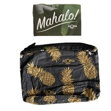 READ DAMAGE - Aloha Collection Small Pouch Bag Pineapple Black gold Hawaii