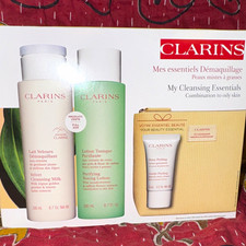 Clarins My Cleansing Essentials Set Cleanser Toner Exfoliant Bag Combo Skin