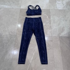 Victoria  s Secret Navy Snakeskin Workout Set Small Sports Bra Sz 6 7/8 Leggings