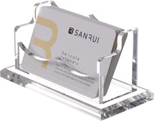 Clear Horizontal Business Card Holder Stand for Desk, Acrylic Desktop Display Na