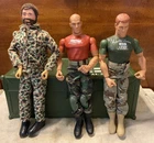 Lot Of 3 1980/90’s GI Joe 12” Action Figures W/Plastic Footlocker Box