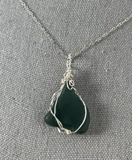 Genuine Teal Green Sea Glass Pendant
