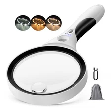 Rechargeable Magnifying Glass with Light - 10X 20X 45X Illuminated Magnifier ...